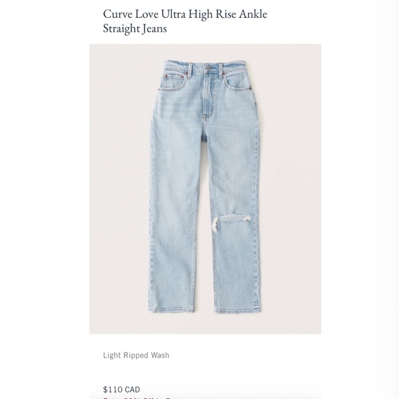 Abercrombie & Fitch Denim - Curve Love Ultra High Rise Ankle Straight Jeans